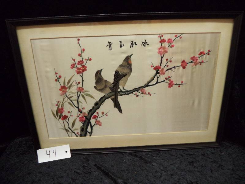 Framed Japenese Silk, Hand Embroidered