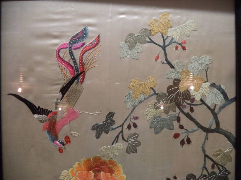 Framed Japanese Silk, Hand Embroidered