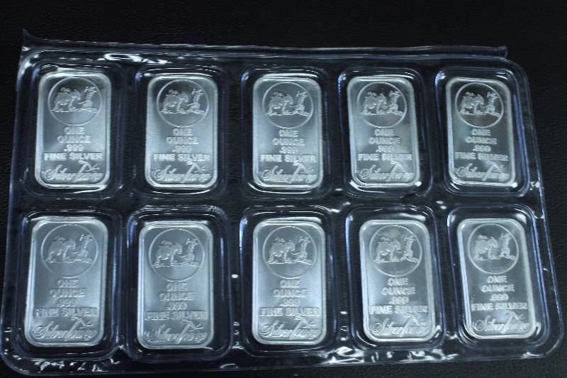 10 - 1 TROY Oz. .999 FINE SILVER BAR SILVERTOWNE PROSPECTORS