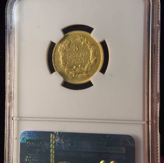 RARE 1857-S $3 GOLD PRINCESS XF DETAILS NGC CERTIFIED