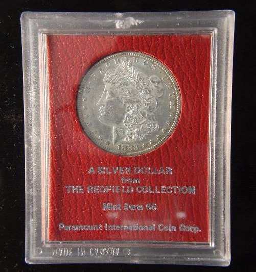 15 RARE DATE REDFIELD HOARD MS65 MORGANPEACE SILVER DOLLARS IN ORIGINAL PARAMOUNT HOLDERS