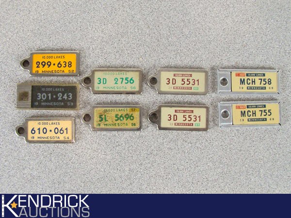9 Vintage DAV Mini License Keychain Tags