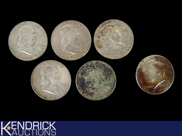 6 Pre 1965 90% Silver Half Dollars