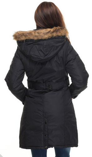 Rocawear goose puffer knee length hooded coat - Black - XL