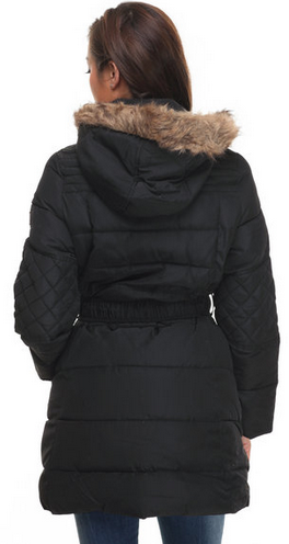 Rocawear belted knee length puffer coat - Black - Small