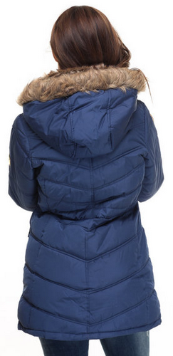 Rocawear cinch waist diamond quilted puffer coat - Blue - Medium