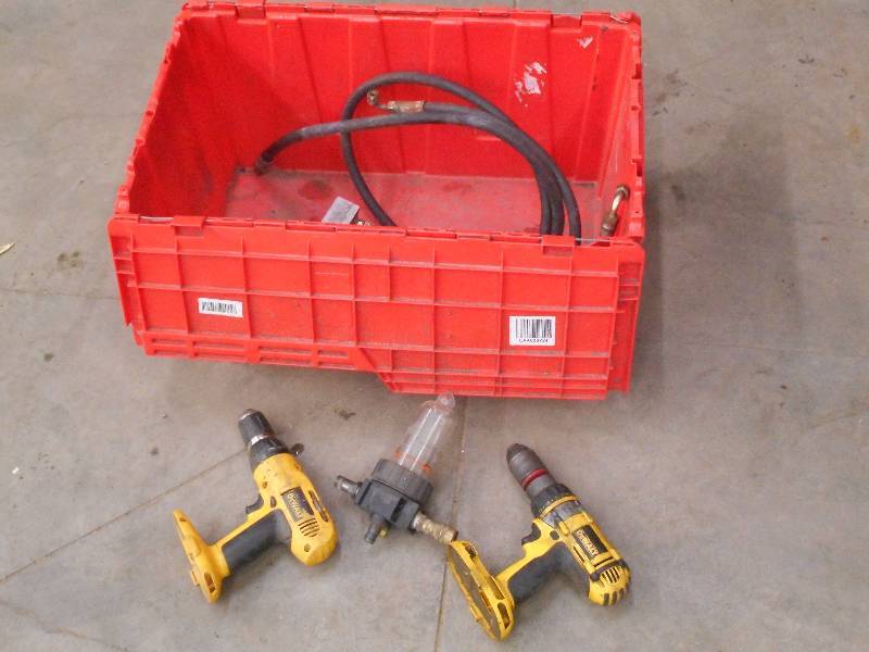 lot 30 image: Tote Of (2) DeWalt Cordless Drills ...