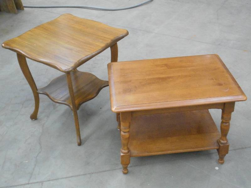 lot 73 image: (2) Solid Wood End Tables ...