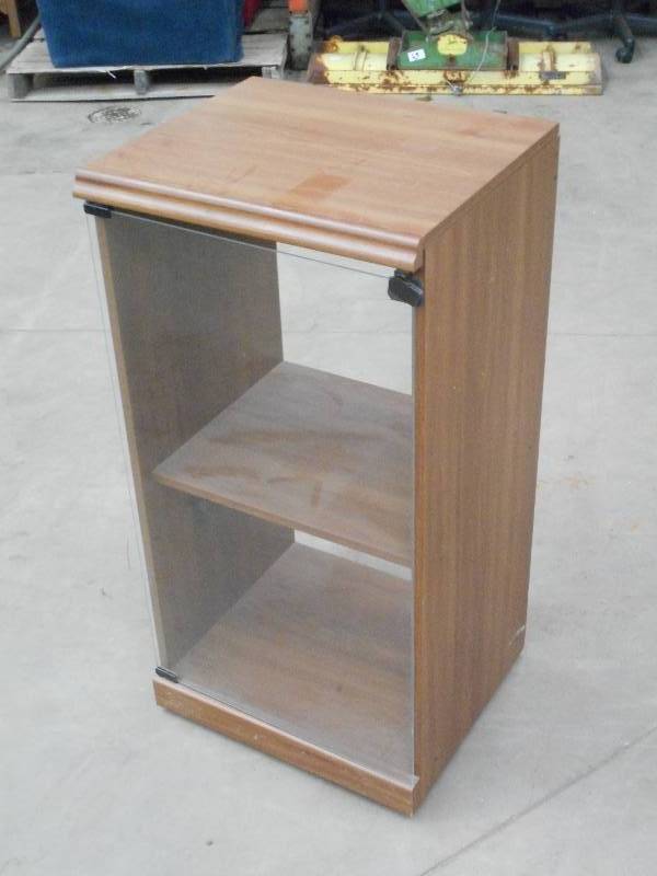 lot 75 image: Rolling Electronics Cabinet With Gl...