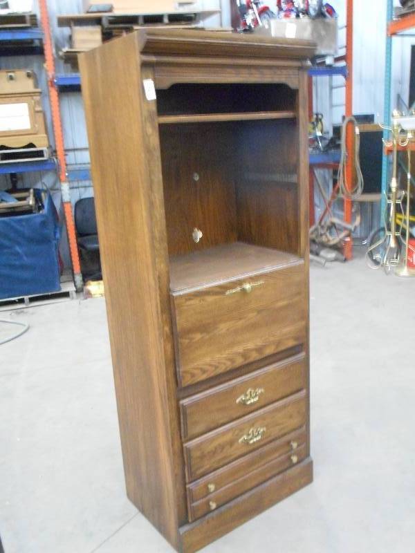 lot 76 image: 4-Drawer Wooden T.V. CabinetHutch ...
