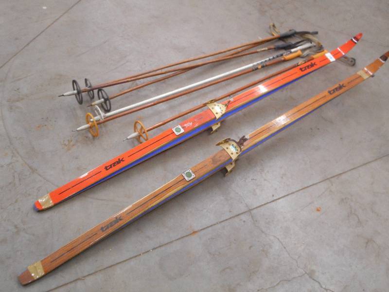 lot 79 image: (2) Vintage Pairs Of X-Country Skis...