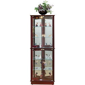 Alcove 3-Sided Corner Curio Cabinet - Cherry