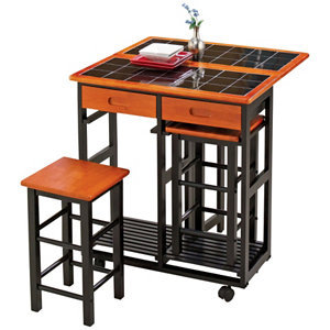Stowaway Table and Stools Set - CherryBlack