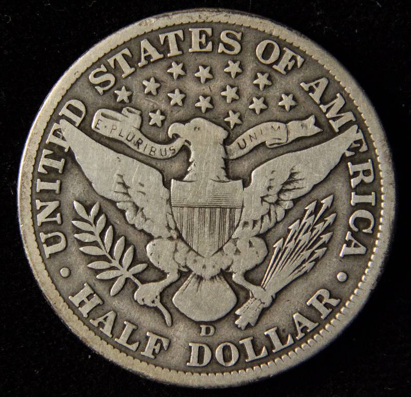1912-D BARBER SILVER HALF DOLLAR VG