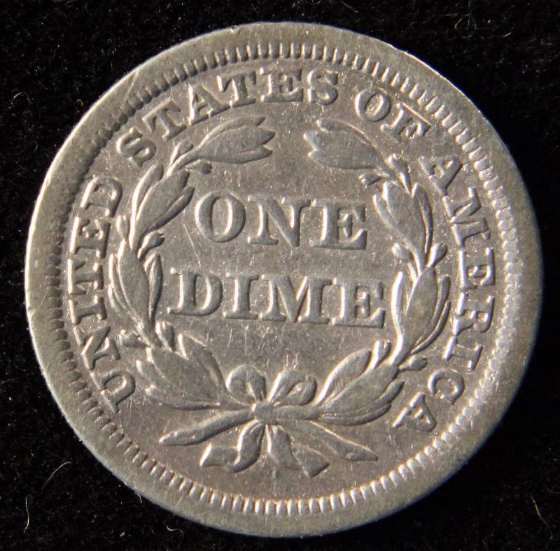 1842 US SEATED SILVER DIME XF BETTER DATE