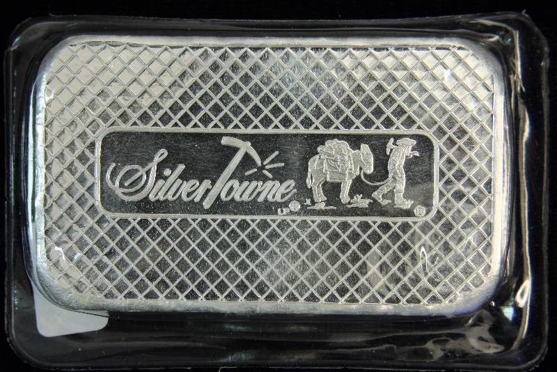 5 TROY Oz. .999 FINE SILVER BAR SILVERTOWNE PROSPECTOR DESIGN SEALED
