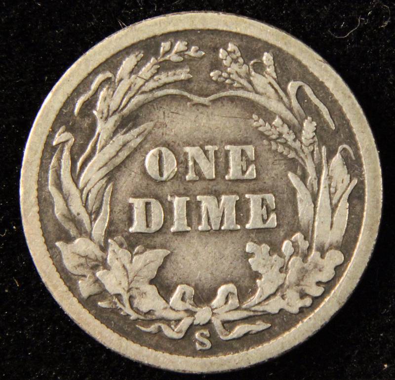 1906-S BARBER SILVER DIME FINE