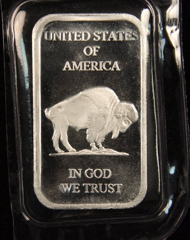 1 TROY OZ. .999 FINE SILVER BAR INDIAN BUFFALO DESIGN