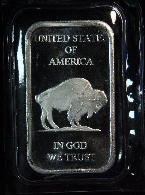 1 TROY OZ. .999 FINE SILVER BAR INDIAN BUFFALO DESIGN