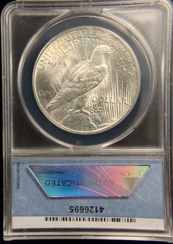 1923 PEACE SILVER DOLLAR MS63 ANACS CERTIFIED