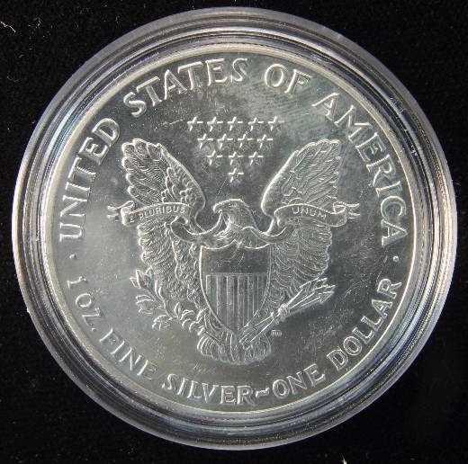 1990 AMERICAN SILVER EAGLE 1 TROY OZ. .999 FINE SILVER DOLLAR IN AIRTITE CAPSULE