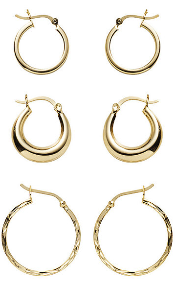 10 Pair Goldtone Hoop Earrings Set