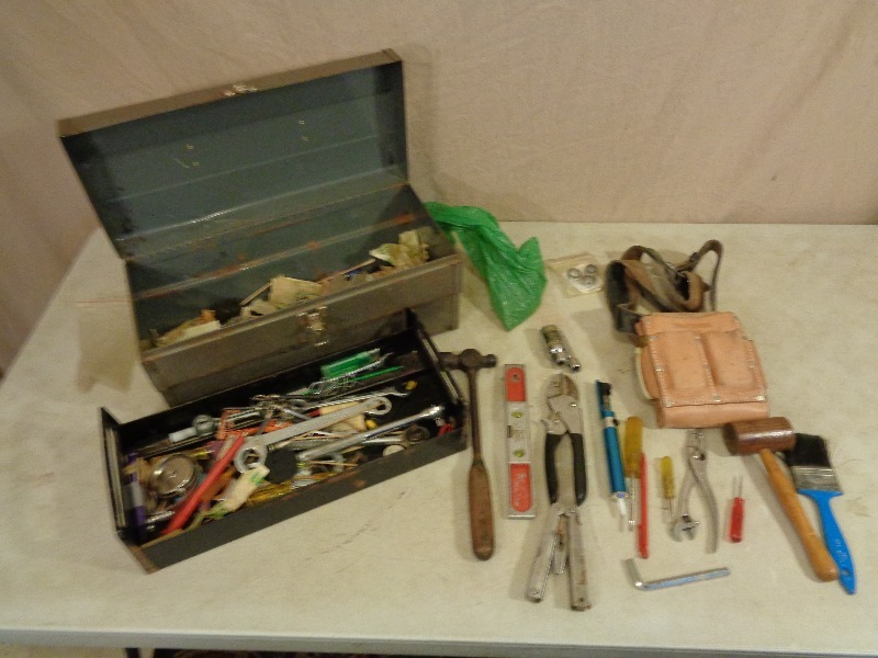 Metal Toolbox with Contents