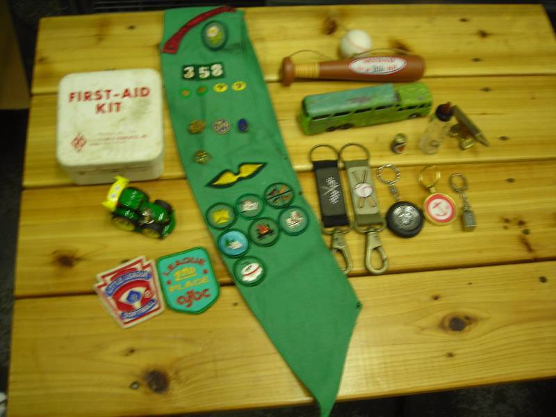 lot 59 image: Girl Scout Patches, Key Chains, First Aid Kit