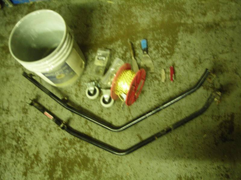 Bucket Of Assorted Hand Tools, Chain & ATV Brackets