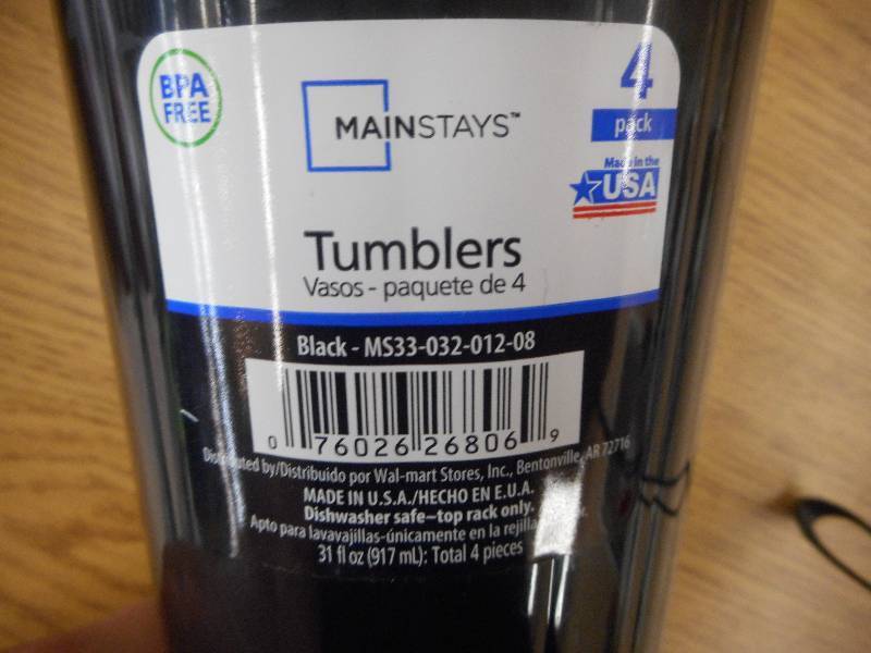 PACK OF 4 MAINSTAY TUMBLERS