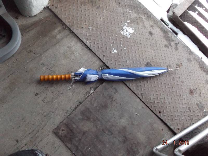 Blue & White Handheld Umbrella