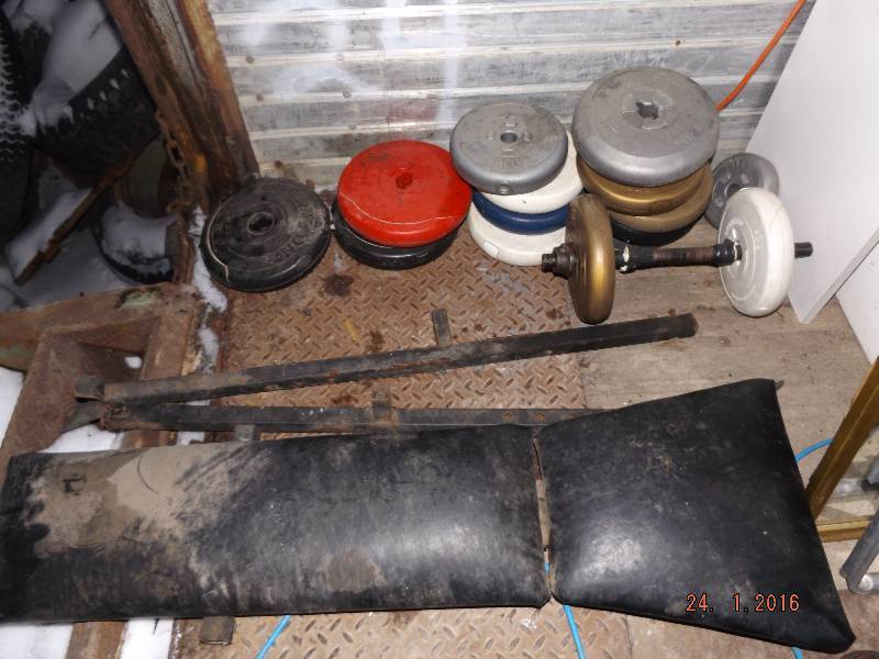 Small Weight Bench With Various Weights