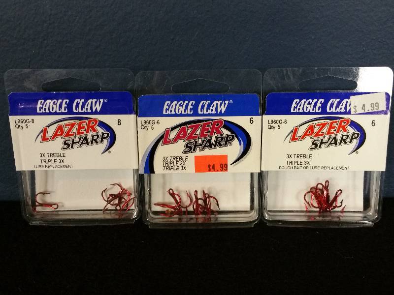 lot 156 image: Eagle Claw Lazer Sharp Treble (8-6 hooks