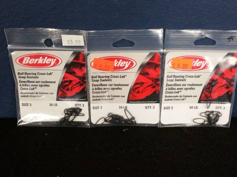 lot 172 image: Berkley Ball Bearing 3-30 pound Snap Swivels