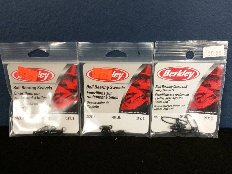 lot 173 image: Berkley Ball Bearing 3-40&100 pound Snap Swivels
