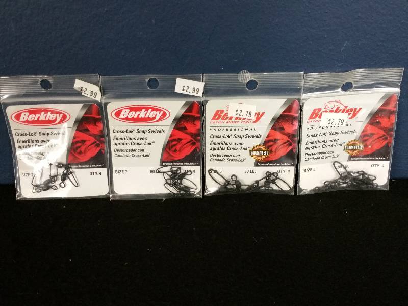 lot 174 image: Berkley Ball Bearing 5-7 60-100 pound Snap Swivels
