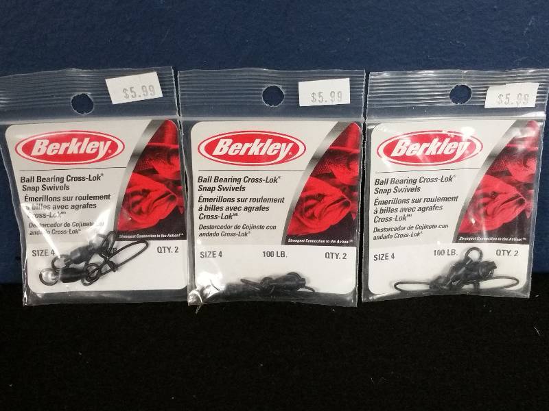 lot 179 image: Berkley Ball Bearing 4-100 pound Snap Swivels