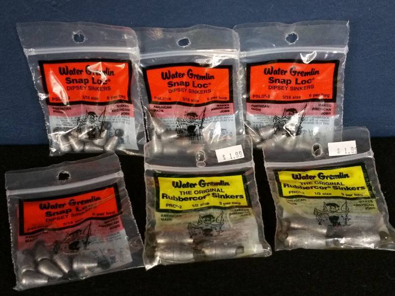 lot 256 image: Water Gremlin Snap Loc Dipsey Sinkers  Rubbercor Sinkers