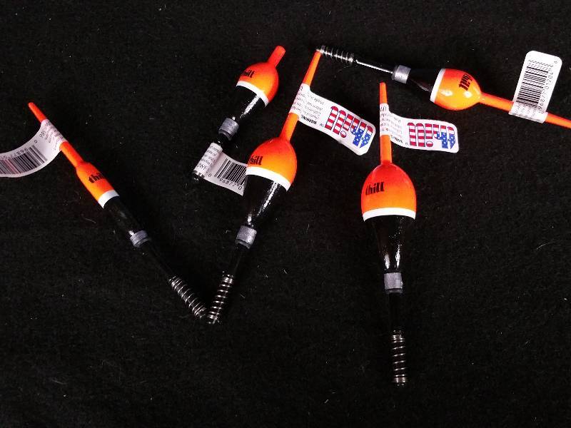 lot 327 image: Group of (5) Premium Thill Weighted Balsa Bobbers