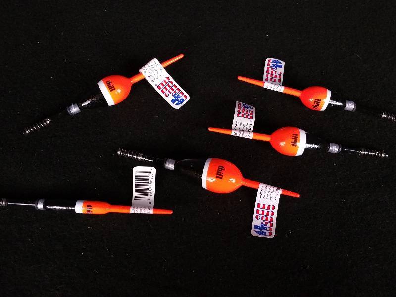 lot 328 image: Group of (5) Premium Thill Weighted Balsa Bobbers