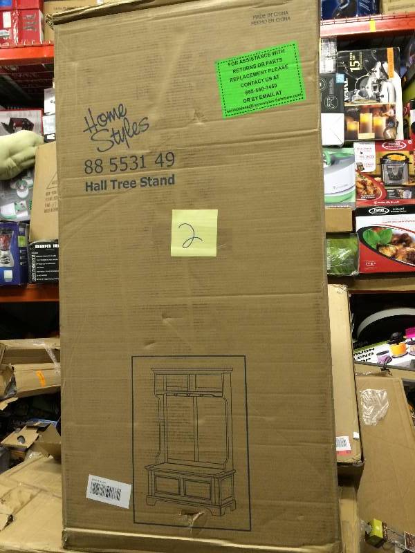 lot 2 image: Bedford Hall Tree & Storage Bench New Retails for $719 Overall 64H x 40W x 18.5D