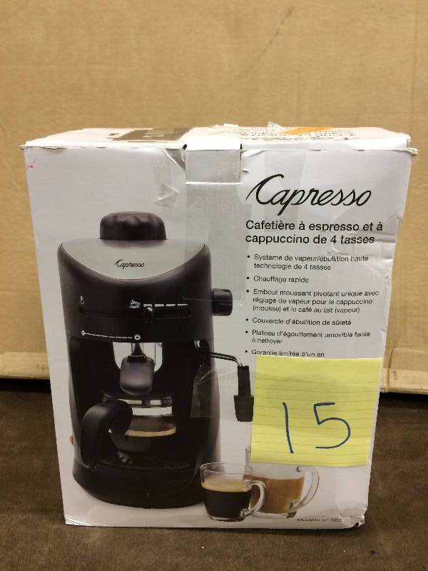 lot 15 image: Capresso Capuccino Expresso Maker 4 Cups Tested Works