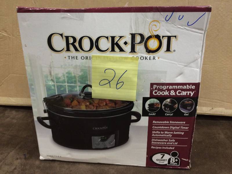 lot 26 image: Crock Pot 7 QRT Cook and Carry Used Tested Works