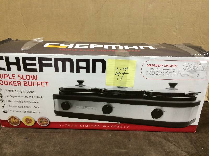 lot 47 image: Chefman Triple Slow Cooker New