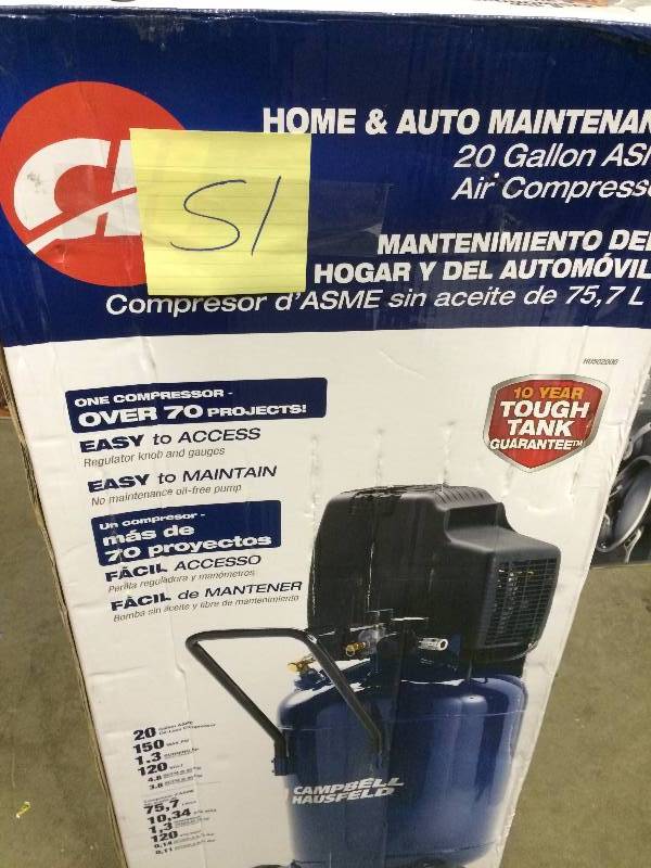 lot 51 image: CH 20 Gal Compressor missing Tires tested works