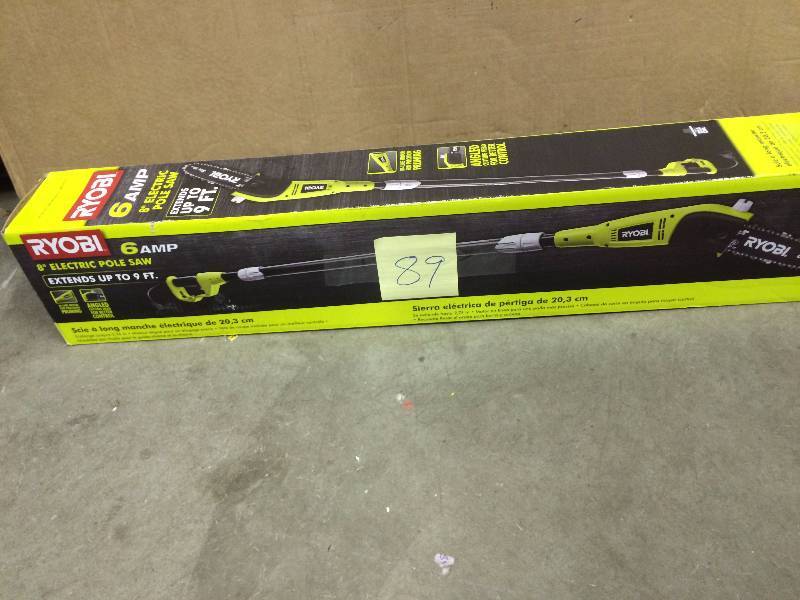 lot 89 image: Ryobi 6 amp 8 Electric Pole Saw New