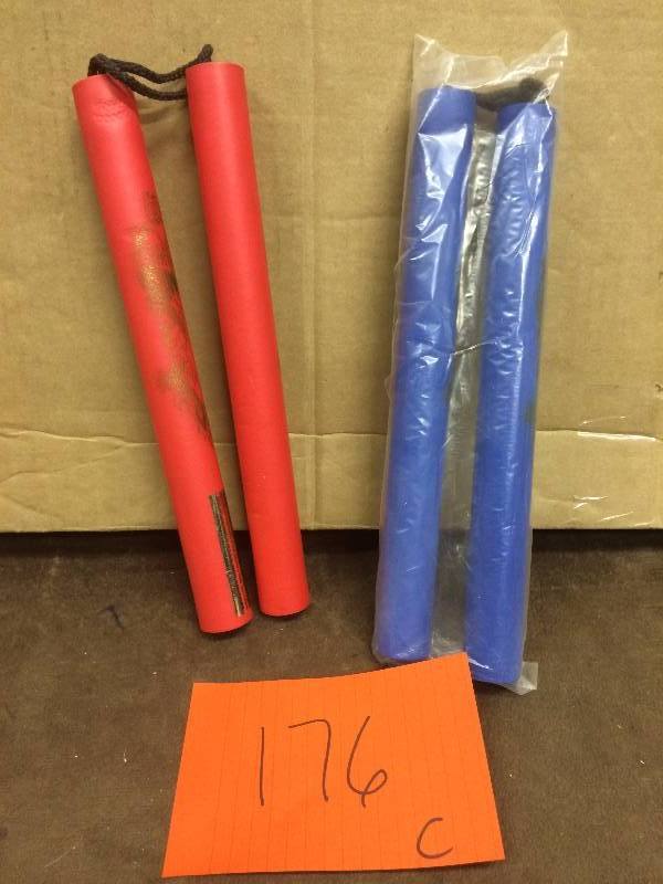 lot 176 image: New Martial Arts Training Foam Pad Nunchucks - set of 2