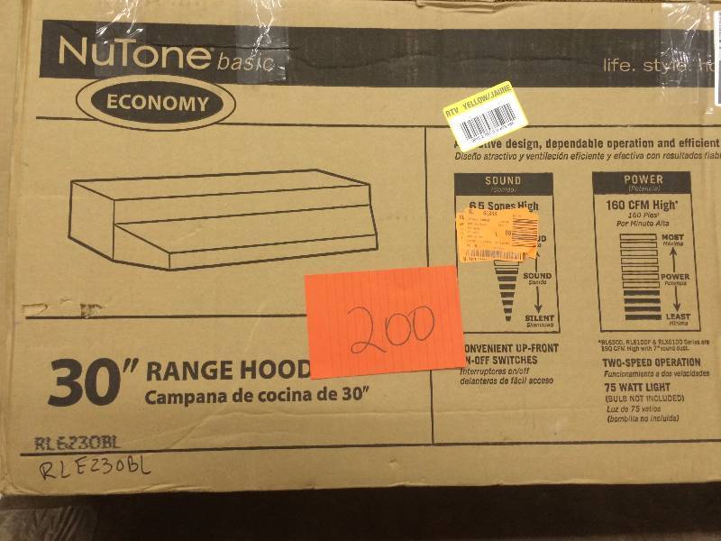 lot 200 image: Nutone 30 Range Hood RL6230L