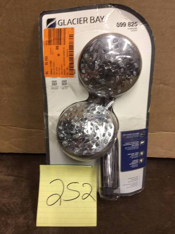 lot 252 image: Glacier Bay 5-Function Handshower and Showerhead Combo Kit in Chrome