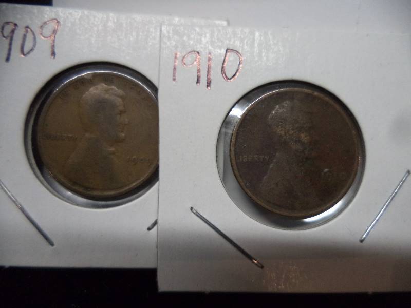 1909, 1910, 1918, 1919S Wheat Pennies
